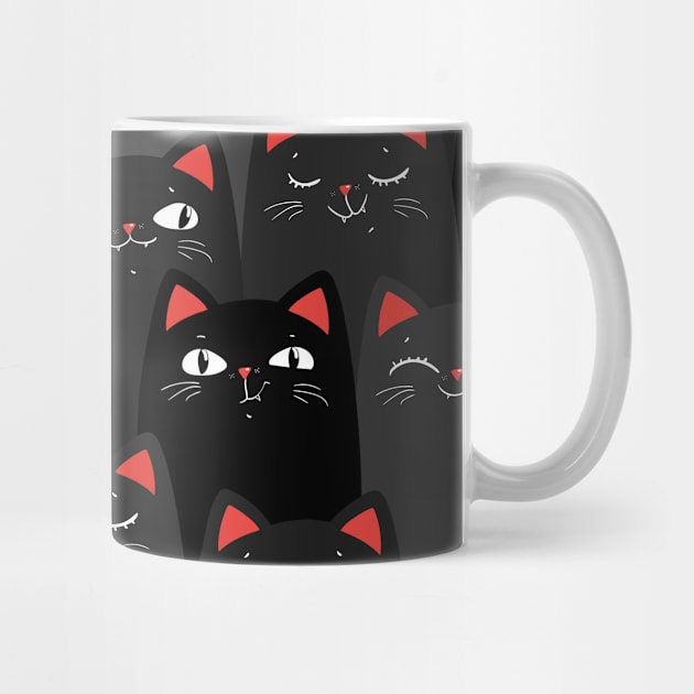 happy black cats seamless pattern by Marysha_art